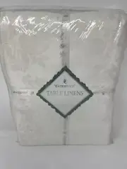 Waterford Linens Tablecloth 70" x 104" Kingcourt Jacquard Oblong Pearl White