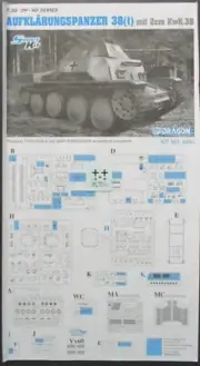 Dragon 1/35th Scale Aufklarungspanzer 38t - Decals from Kit No. 6890