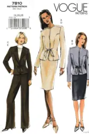 Vogue Pattern 7810; Misses Jacket, Pants & Skirt (Suit), Size 14-16-18, FF