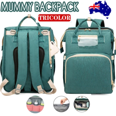 Mummy Bag Large Changing Maternity Nappy Diaper Crib Folding Baby Bed Backpack