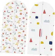 LOLIPPYY 2pcs Large Floral and Geometric Printed Garment Bag with Zipper Water Resistant Suit Protector Cover for Travel and Storage Keeps Clothes Fresh and Clean