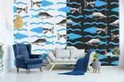 3D Fish Seamless Wallpaper Wall Mural Removable Self-adhesive 19