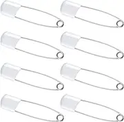 8 pcs Child Safety Pin Colorful Craft Sewing Safety Pins Hold Locking Baby Dress Cloth Nappy Best Sewing Accessories Plastic Head Safety Pins for Diaper Clothes Dress Craft Hold Clip