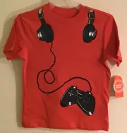 New Wonder Nation Boys Youth XS (4-5) Orange Video Game Remote and Headset Shirt