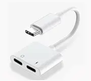 USB-C to 3.5mm Audio Port USB Type-C Splitter 2-in-1 PD3.0 Fast Charging Adapter Splitter for Mobile Phone Tablet Laptop - Type-C + Type-C