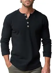 [Generic] Long Sleeve Swim Top and Autumn Casual Long Sleeve Button Solid Color Long Sleeve T Shirt Top Mens Short Sleeve Workout Tee