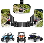 KEMIMOTO UTV Side Mirrors And Center Mirror with 1.6" to 2" Roll Bar Cage, Adjustable Rear View Side Mirrors Compatible with Polaris RZR, Zforce, Commander Maverick X3, Viking, Rhino, Teryx