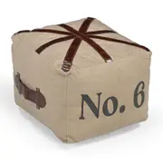 Recycled Canvas Ottoman � Handmade No.6 Footstool with Leather Accents
