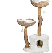 Modern Cat Tree Tower, Real Branch Cat Condo and Wood Tower Scratching with Tree Condo(Brown)