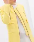 A505 ZARA WOMAN COAT WITH POCKETS YELLOW LEMON ZIPS BLAZER JACKET SMALL - S