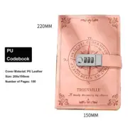 Student Secret Diary Password Notebook A5 220x150mm 100 Pages PU Leather Pink