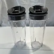 TWIN PACK 16 oz Cup, Sip & Seal Lid for Nutri Ninja Blender (D9)