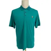 Robert Graham Easton Short Sleeve Knit Polo Solid Light Turquoise Green, Skull M