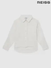 Reiss Ivory Leora 13-14 yrs Linen Roll-Cuff Shirt (F72824) | $80