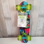 Madd Gear 22" Retro Australia Board Skateboard - Scribble Red And Lime Green New