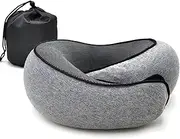 Klhamky Travel Pillow for Airplanes, Travel Neck Pillow, Travel Pillow, Neck Pillow, Aeroplane Memory Foam, 360 Degree Support, Packable Pillow for Airplanes, Offices and Cars (Grey)