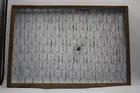 Beaded Sun Catcher 17" x 12" on Wooden Framed Chicken Wire SPIDER lavender/clear