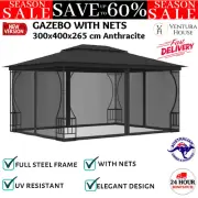Garden Gazebo With Removable Curtains Outdoor Party Tent Shelter Pavilion Canopy