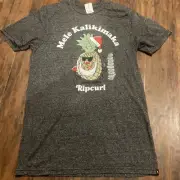 Rip Curl Men’s small T-shirt Gray Mele Kalikimaka Pineapple Santa Hawaiian Xmas
