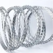 Razor Wire Barbed Wire Razor Wire Galvanized Barbed Wire, Spiral Shape Barbed Wire, Rolling Razor Concertina Wire, Useful Protection for Fence Wall Garden Factory (Color : Silver-45cm/Single Spiral,