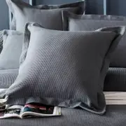 CottonMore 2pcs of 100% Cotton Grey Waffle European Cushion Covers 65x65cm