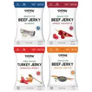 Think Jerky Beef and Turkey Jerky Variety Original Sweet Chipotle Sriracha Ho...