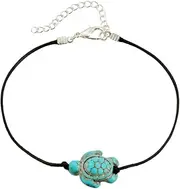 [VALICLUD] Turtle Anklet Anklets Foot Pendant Chain Ankle Jewelry Woman Fashion Anklet Woman Ankle Creative Anklet Ankle Chain Black Turquoise