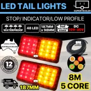 24 LED TRAILER TAIL LIGHT KIT PAIR 8m 5 CORE WIRE CARAVAN UTE 10-30V