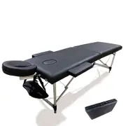 Ergoliving Portable Aluminium Black Massage Table 2 Fold Bed Therapy Waxing 60cm