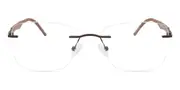 Square Rimless Metal Men's Glasses Online Brown Size 55 - Lenses Included - Private Health Rebate - Blue Light Block - SmartBuy Collection