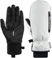 [xwxwseui] Touchscreen Winter Snow Mittens for Women Men Snowboard Gloves with Waterwoof Zipper Insulated Liner Gloves