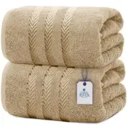 Pack of 2 Bath Sheet 35x70 Inches, Big Towels Oversized Bath Sheet (PK 2) Tan