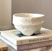 Bloomingville Paper Mache Bowl Handmade Papier-mâché Lightweight Abstract Rustic