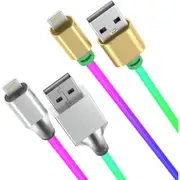 Laser 2m Lightning to USB-A Braided Cable 2 Pack - Rainbow