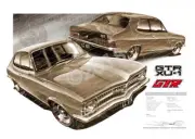 1969 HOLDEN LC TORANA XU1 SEPIA TONE A1 STRETCHED CANVAS (HL09)