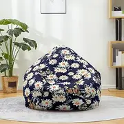 Morbuy Bean Bag Cover, 3D Daisy Print Sofa Cover Lazy Lounger Bean Bag No Filler Detachable Washable Puff Sofa Lounge Recliner Sac for Indoor Outdoor (100x120cm,Dark Blue)