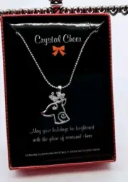 Crystal Cheer Reindeer Deer Necklace New Red Nose Adorable