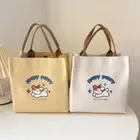 Canvas Mini Handbags Peach Lunch Bag Cute Storage Bags Picnic