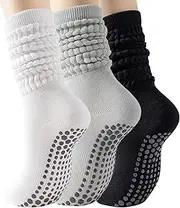 [Generic] Pilates Yoga Socks for Women with Non-Slip Grips Ideal for Pure Barre, Ballet, Dance, Workouts Comfortable Secure Grip Socks