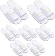 [Hercicy] 7 Pairs Wedding Bride Tribe Slippers and Bride Slippers Set Tribe Bridesmaid Gifts for Wedding Day Bridal Party Women Bachelorette Party Favor, White, One Size