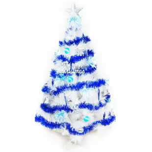 [特價]摩達客 台製15尺特級白色松針葉聖誕樹+藍銀色系配件+100燈LED燈