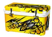 Vinyl Cooler Wrap Fits RTIC 52 Cooler | Decal Skin FULL Yellow Hornet Design