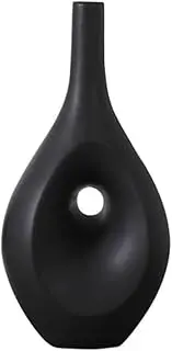 Flower Vases Center Hollow Design Black and White Ceramic Vases Decorative Modern Vases Arrangement Centerpiece Home Decor for Living Room, Mantel, Bedroom (Color : Black M)