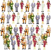 JWQFBC 100 Pieces Painted Model Railway Sitting People Passengers Figures, 1:100, 22mm