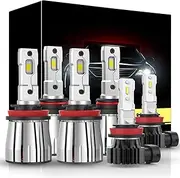 ATVATMT LED Fog Lights for 2019 2020 2021 2022 2023 2024 Ram 1500 2500 3500 4500 5500, 9005 + H11 + H11 LED Bulbs Combo 6500K White Replacement Halogen Bulbs Pack of 6