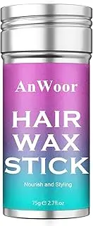 AnWoor Hair Wax Stick, Wax Stick for Hair Wigs - Slick Stick for Hair Pliable Hold Flyaways, Frizz - 2.7 Oz