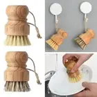 Bamboo Dish Scrub Brushes Dish Washing Brush Pot Net Brus Palm Pot Brush