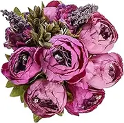 Floralsecret 1 Pack Artificial Peony Fake Flowers Silk Peonies Flowers Vintage Home Decoration Office Wedding Decor (Purple Bud)