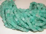 13 inch strand of natural Amazonite Cube Smooth 6mm beads.