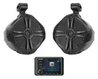KICKER KMC5 Marine Digital Media Receiver w/Bluetooth+8" Black Tower Speakers